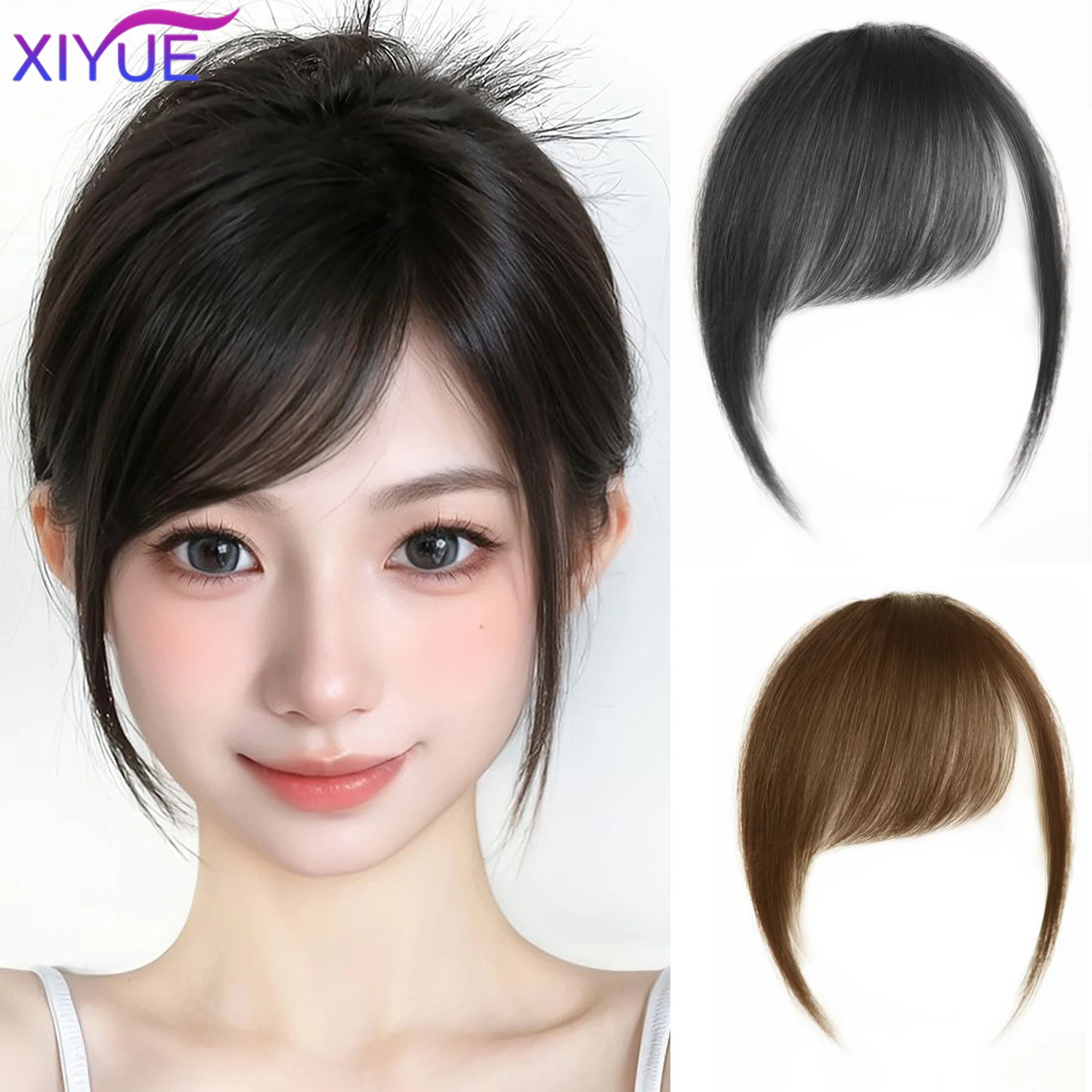 Brown Color Synthetic Hair Clip In Bangs Natural Black Invisible Front Fringes Clip in Hair Air Bangs Fake Hair Bangs For Women