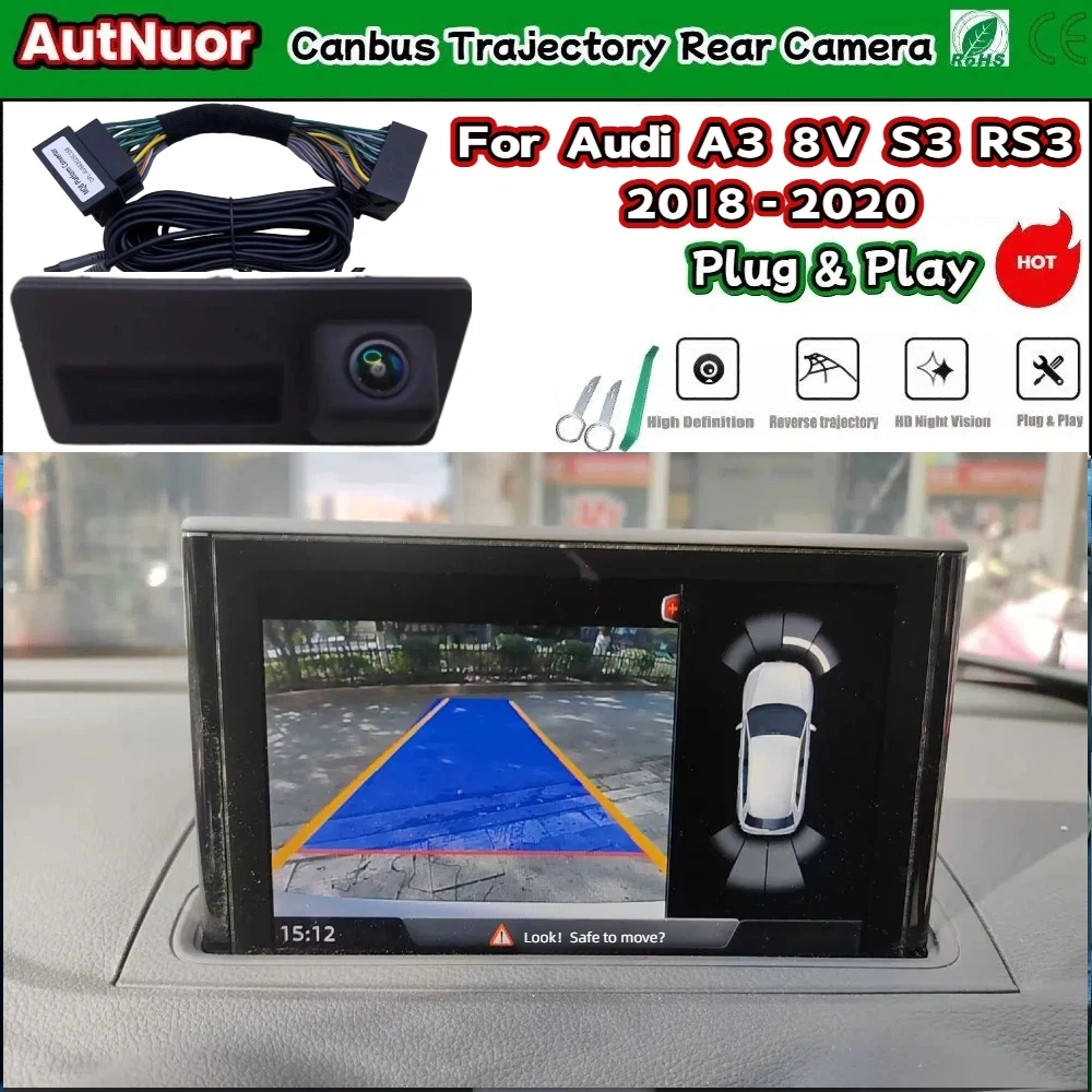 Kamera cofania z dynamicznymi liniami pomocniczymi Canbus do Audi A3 8V S3 RS3 2018 2019 2020, kamera cofania…