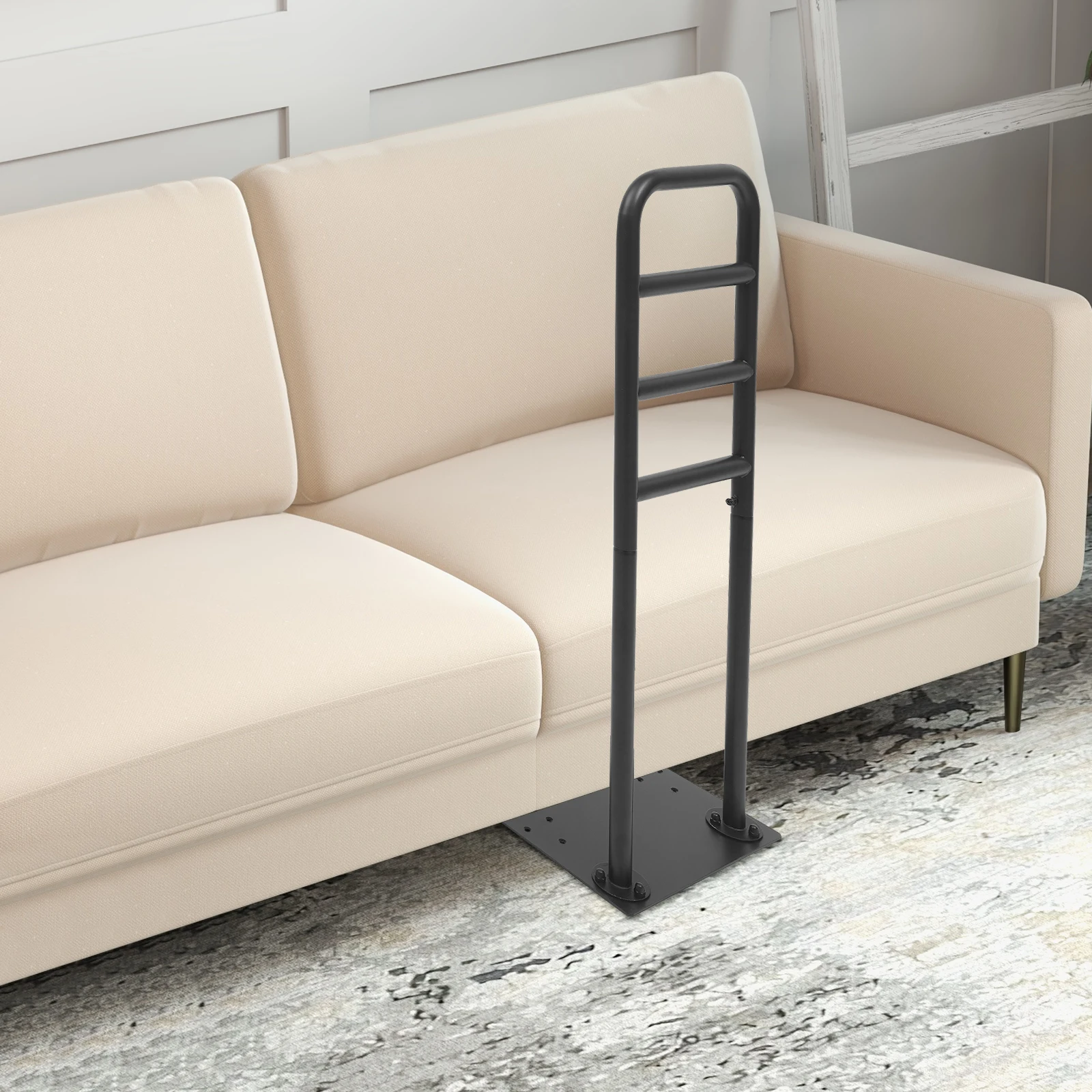 Black Steel 38.5*36.5*102cm Sofa Standing Armrest Four-gear Height To Help The Old Man Get Up Booster