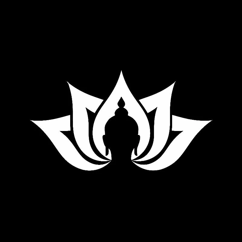 Lotus Flower Yoga Meditation Buddha Buddhism Car Stickers Creative Vinyl Decal Auto Accessories Black/Silver,14cm*8cm