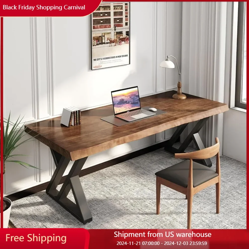 Modern office desk, 55 inch solid wood classical style home/new Chinese style computer desk/brown/rectangular, office desk