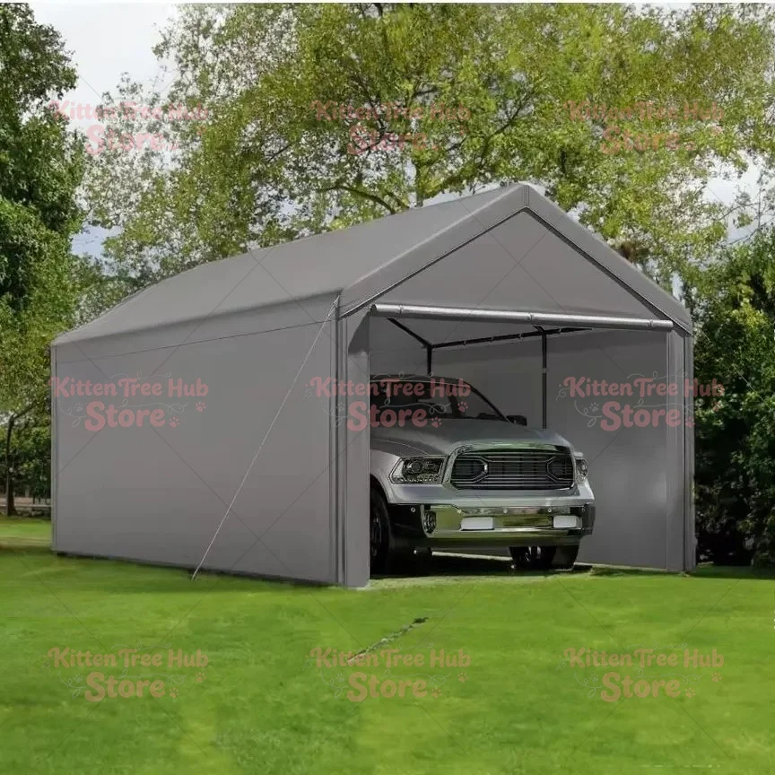 3M X 6m PE Heavy Duty Canopy Steel Canopy Storage Shed, Portable Garage Party Tent with Removable Side Walls and Doors