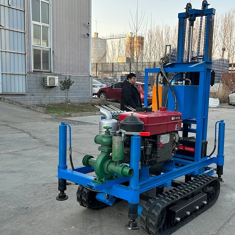 Top Selling Mini Crawler Drilling Rig 100M180M Depth Small Water Well Drilling Rig Machine with Gearbox and Bearing for Home Use
