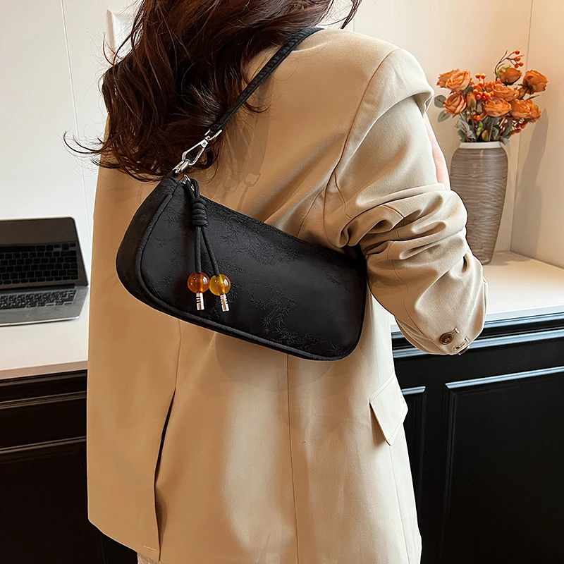 Chinese Style Small Cloth Underarm Bags for Women 2024 Luxury Designer Brand Fashion Handbags and Purses Quality Shoulder Bag