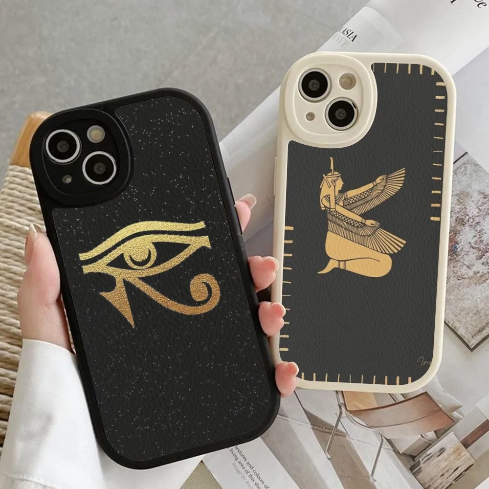 

Egypt Nefertiti Anubis Ankh Phone Case Hard Leather For iPhone 16 15 14 13 12 Mini 11 14 Pro Max Xs X Xr 7 8 Plus Fundas