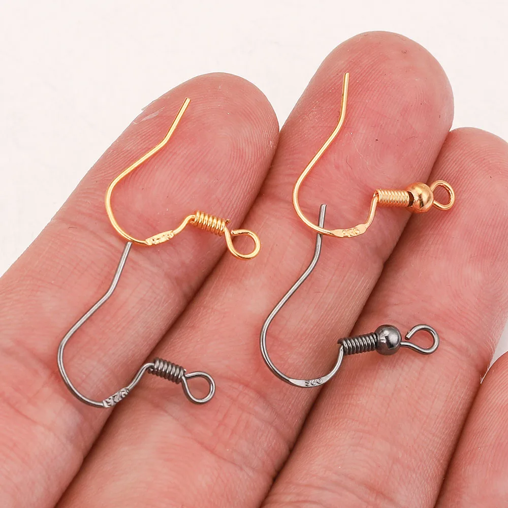 100pcs Imprint Copper Ear Wires Earrings Hook Parts Gold-Plate beads DIY Jewelry Supplies Making Accessories fashion lots