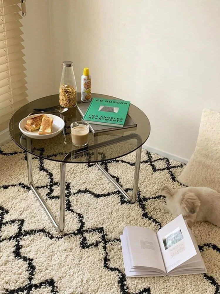 

Tempered glass coffee table small apartment online celebrity round edge several living room luxury homestay small table