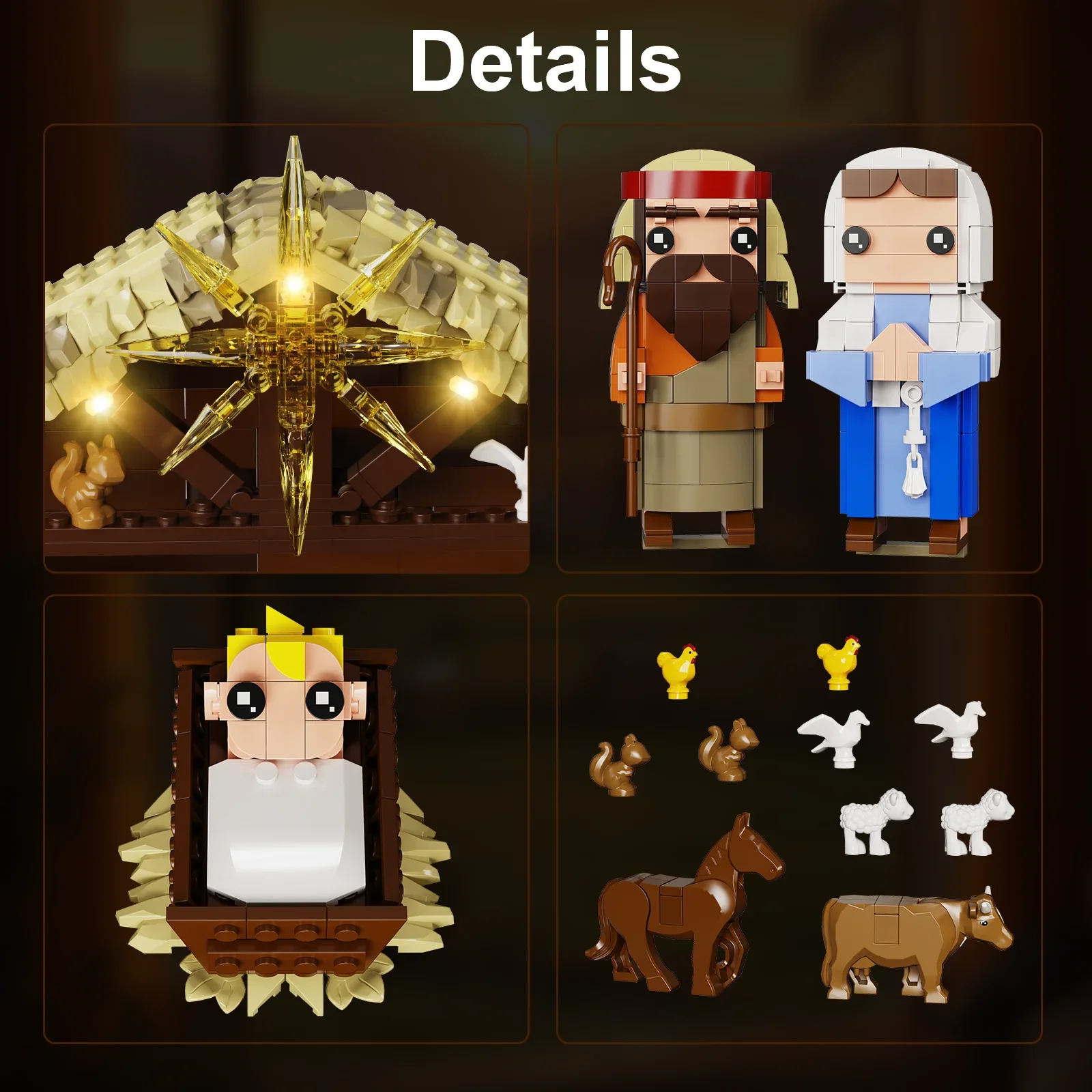 Ensemble de blocs de construction MOC Jésus, l'histoire biblique de la Nativité, figurines de Jésus, briques, puzzle, jouets DIY, cadeaux de Pâques et de Noël pour enfants