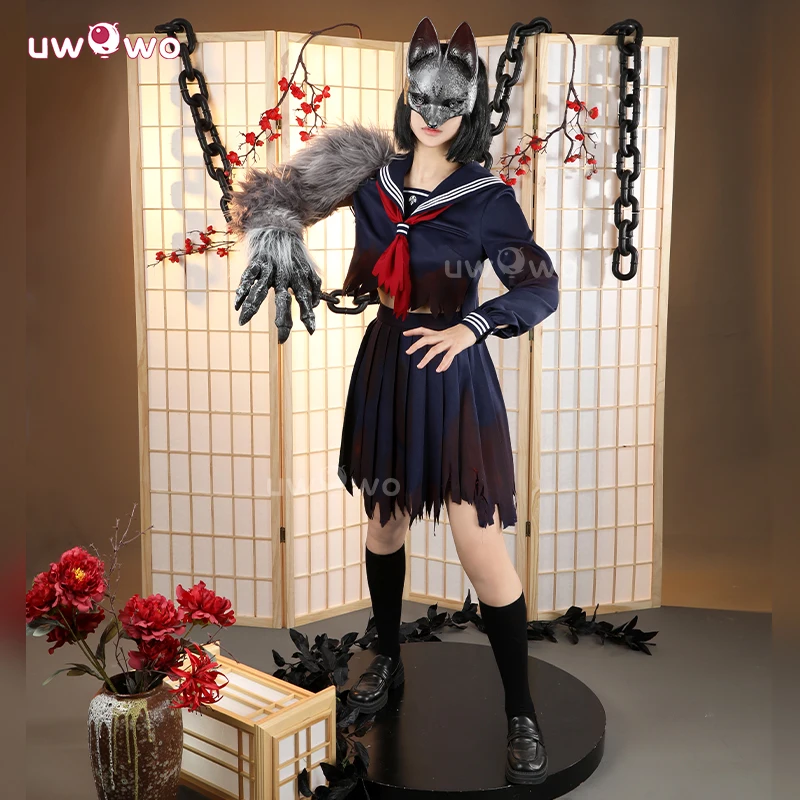 

UWOWO Collab Series: Horror Game Shimizuu Hinakoo Cosplay Teen Girl Fox Form School Uniform Cosplay Costume Mask Halloween Cos