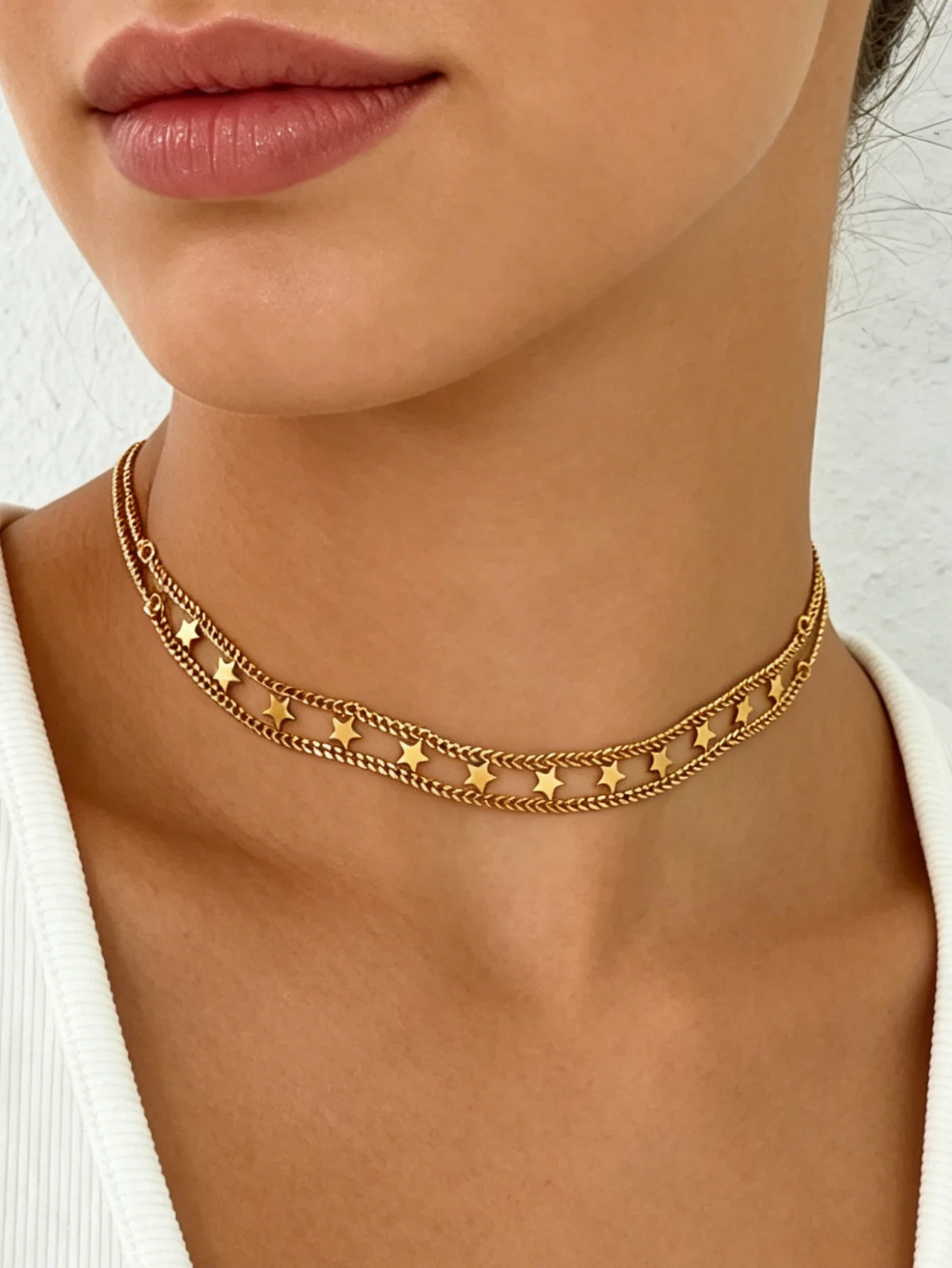 Five Star Choker-Halskette aus Edelstahl, kurze Halskette für Damen, modischer, eleganter Schmuck