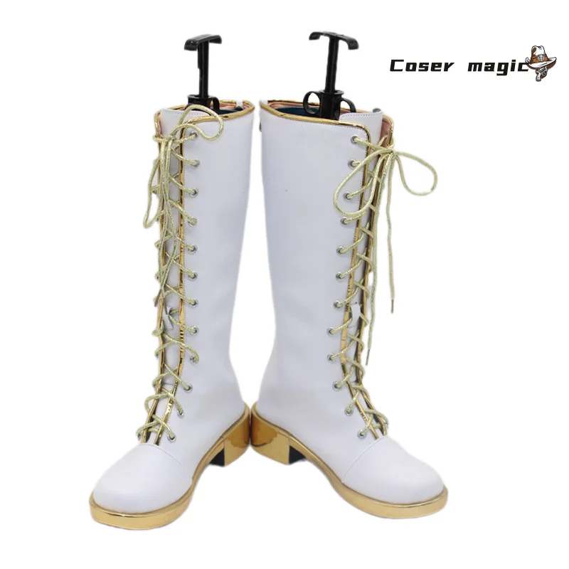 KPop Demon Hunters Rumi-zapatos de Cosplay, uniforme de escenario blanco, Festival de Huntrix, fiesta de Halloween para mujeres y niñas