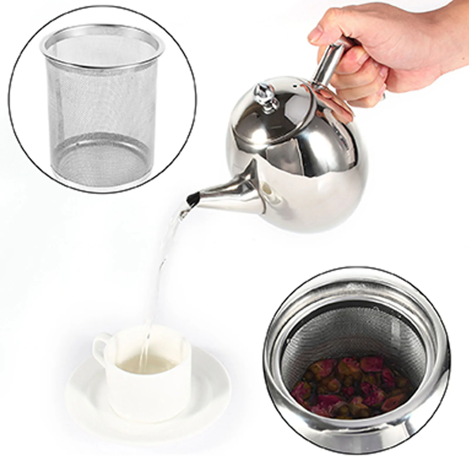 Coffee Pot Kettle  Stainless Steel Teapot Coffee Pot Kettle With Filter Large Capacity Teapot Stainless Steel