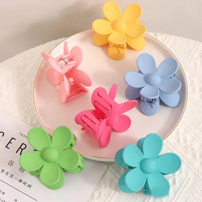 Large Flower Claw Clips 2.8 Inch Matte Big Hair Claw Clips for Women Non Slip Strong Hold Hair Accessories