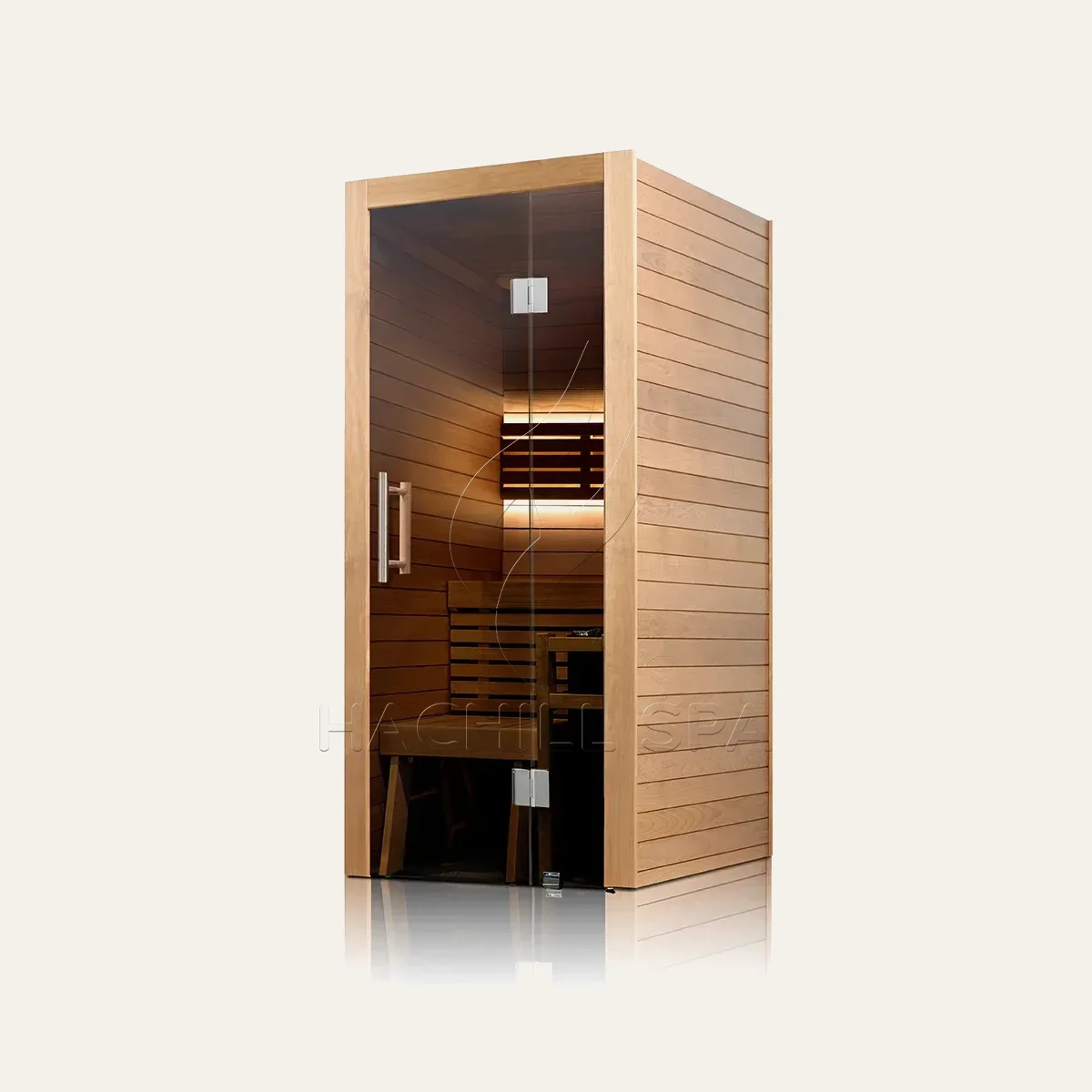 Luxury 1-Person Indoor Traditional Sauna Cabin Modern Wooden Design  Lighting Home Spa System Electric Heating