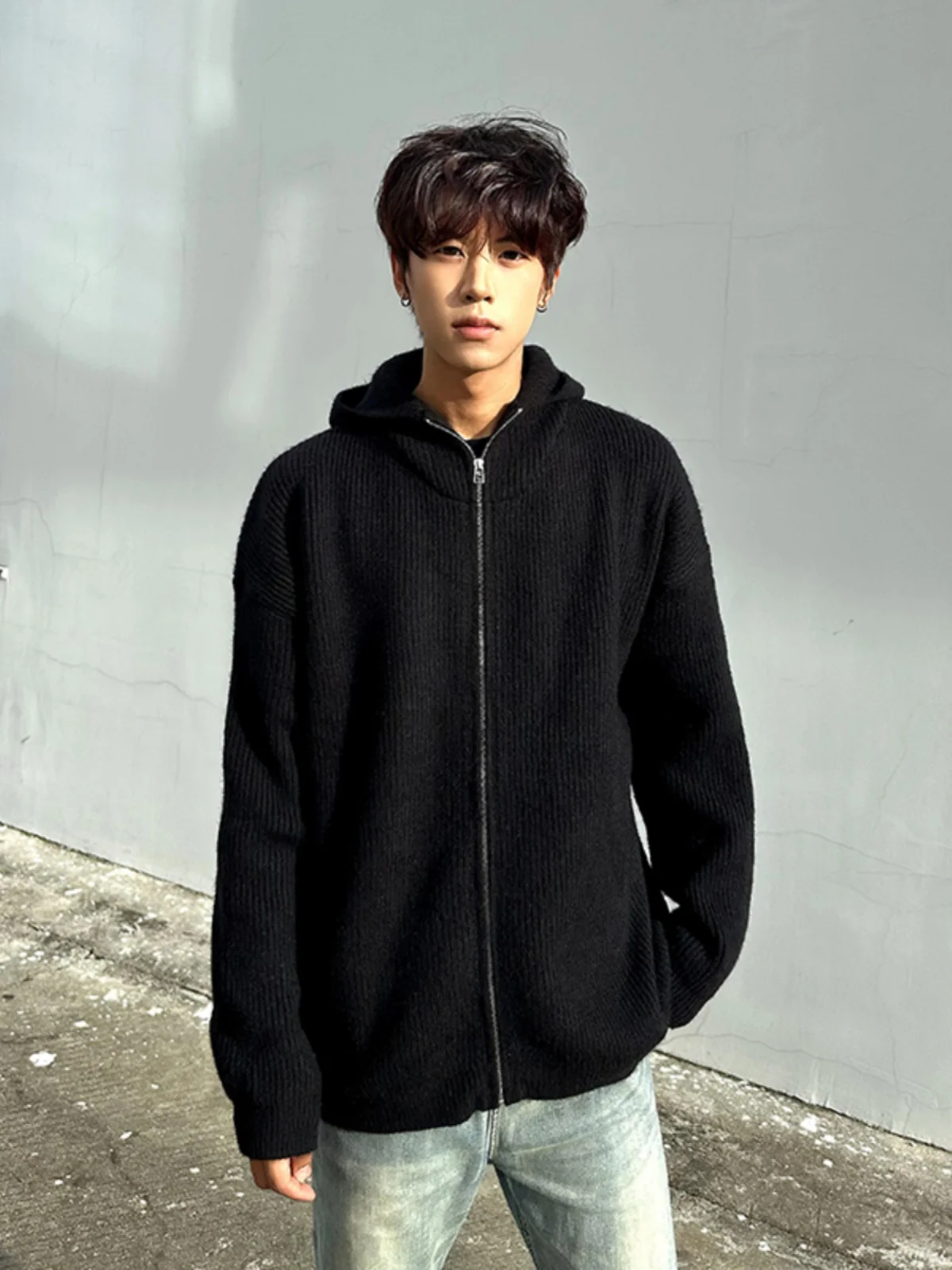 

Мужской вязаный кардиган Cleanfit: свободный, удобный, с капюшоном, для осеннего сезона, повседневный, мягкий, с длинными рукавами