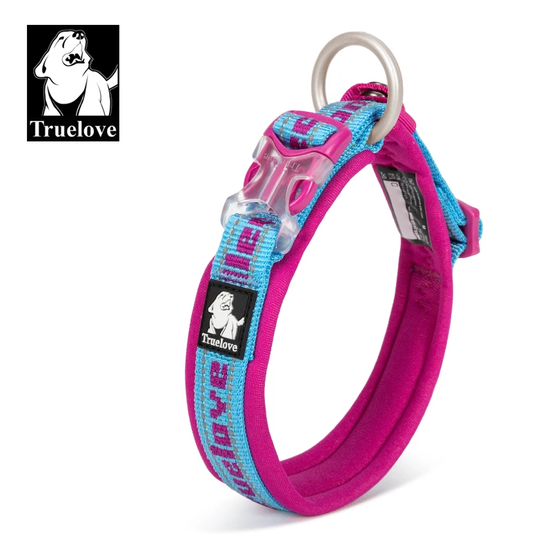 Truelove Dog Collar Nylon Reflective Adjustable Duraflex buckle Small Cat Large Dog  Embroider Neoprene with Dog leash TLC50121