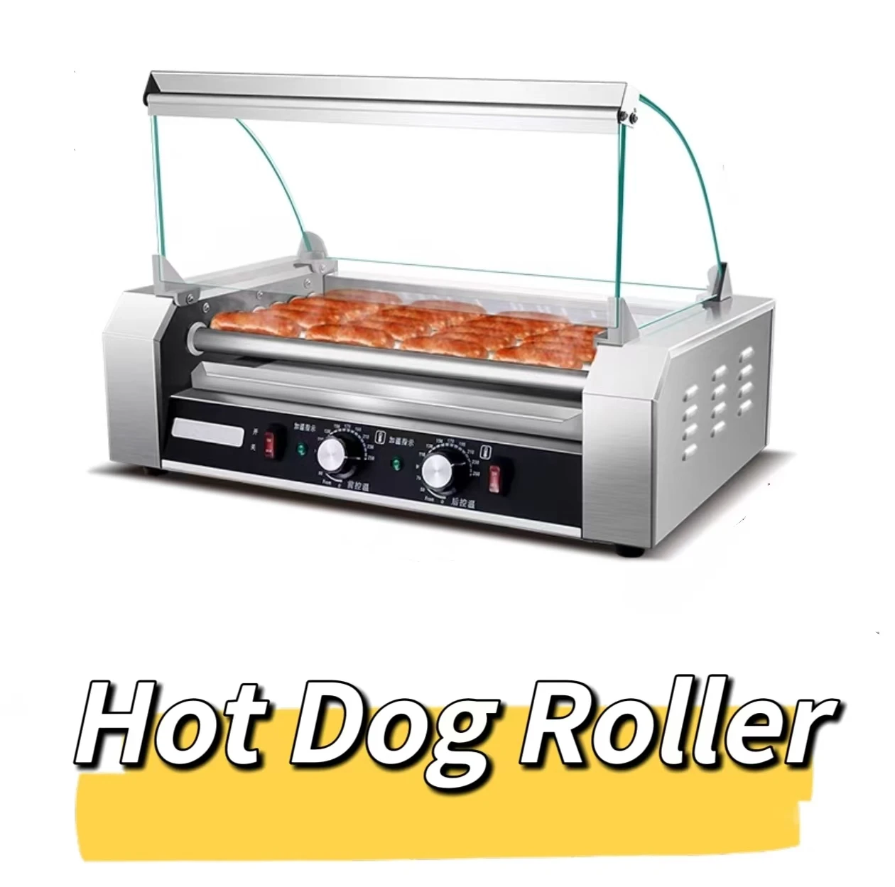 

Hot Dog Roller Stainless Steel Roller Sausage Barbecue Grill Cooker Machine with Dual Temp Control for Camping Party Home