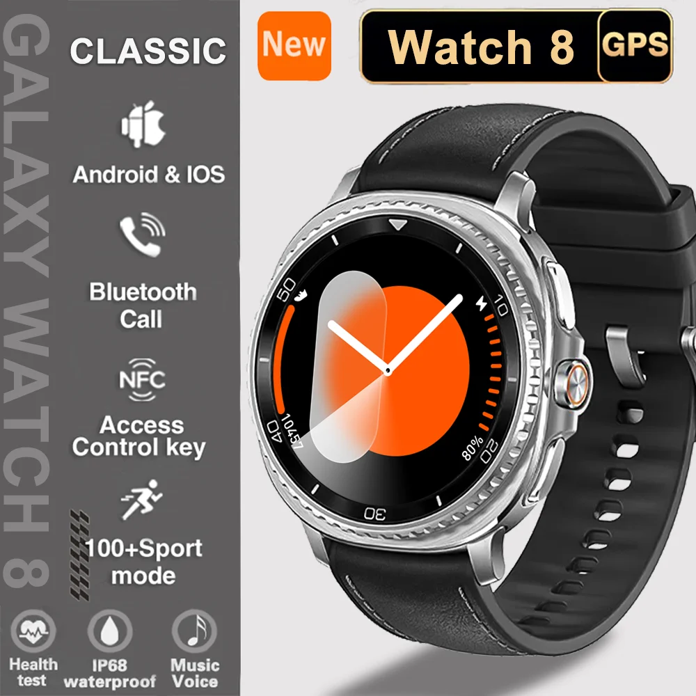 

New For Galaxy Watch 8 Classic GPS Trackr NFC Smart Watch Men Custom Dial 460*460 AMOLED Bluetooth Call Compass Sport Smartwatch
