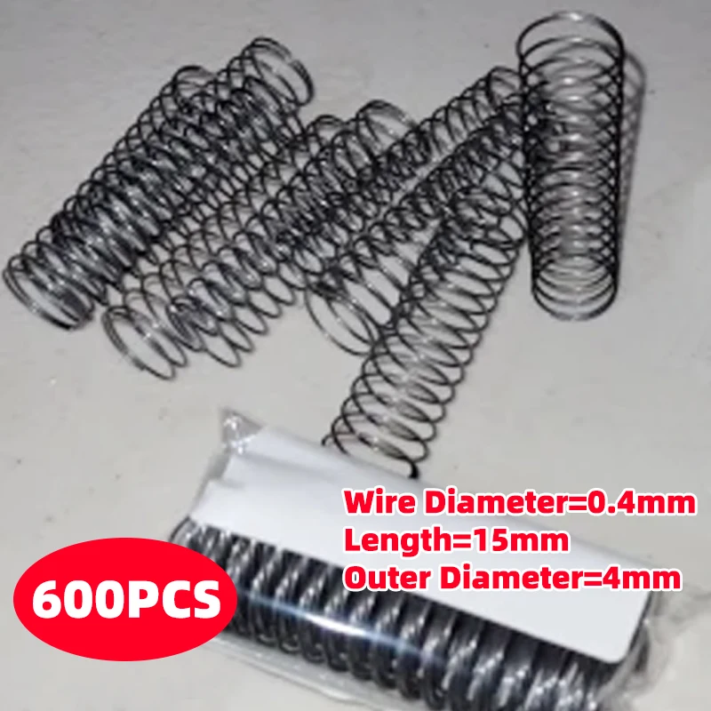 Creamily 600PCS Compression Springs Y-type Rotor Return Spring Steel Wire Diameter=0.4mm Outside Diameter=4mm Length=15mm