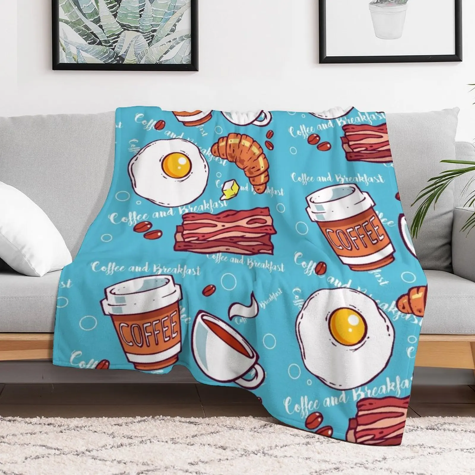 The perfect Coffee Breakfast with Bacon and Sunny side up Throw Blanket Tourist For Sofa Thin Blankets For Baby Blankets