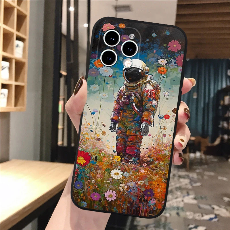 Astronauts in the flower field Phone Case For iphone 15 14 Pro Max 13 12 11 Pro Max XSMax XR 12 13 mini 14 Plus