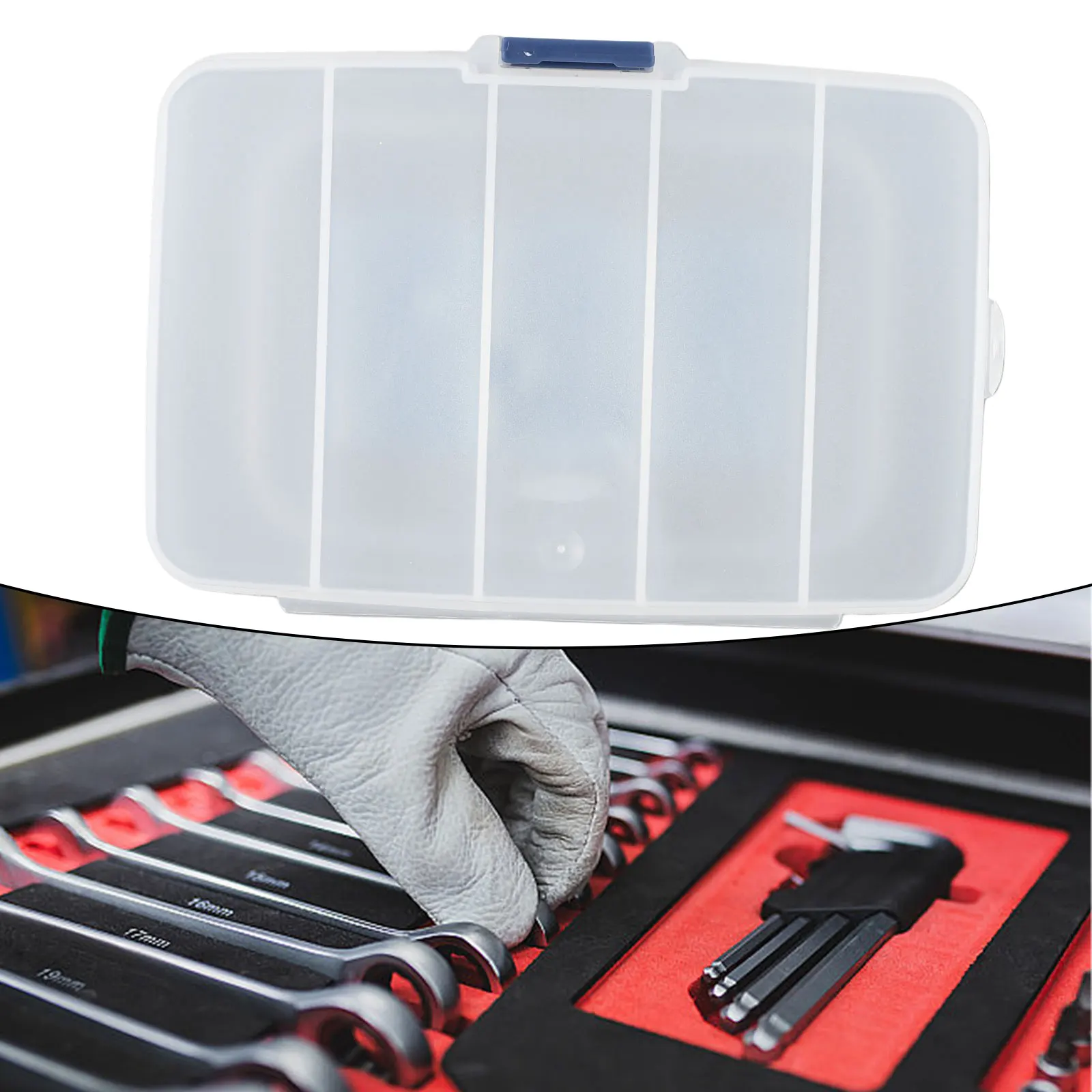 Clear Plastic Tool Screws IC Storage Box, Craft Organizer Case, Small Part Container, Five Rectangles for Classification