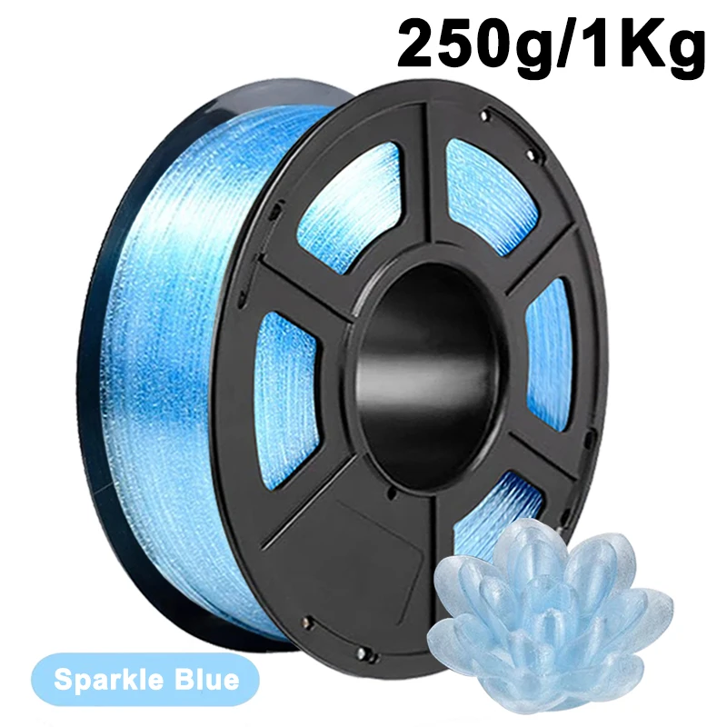 

PLA Crystal Sparkle Blue 3D Printer PLA Filament 1.75mm Transparent Crystal Sparkle Blue 3D Printer Material 250g 1Kg