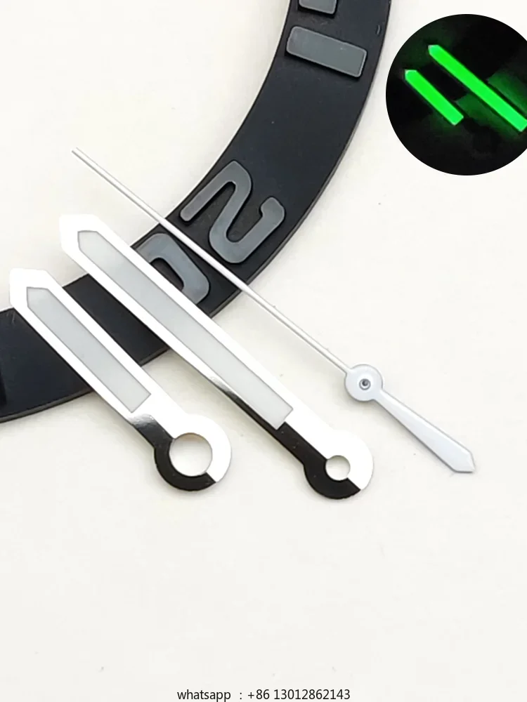 Three-pin, watch hand, green luminous watch + pin, suitable for NH35/36/4R movement