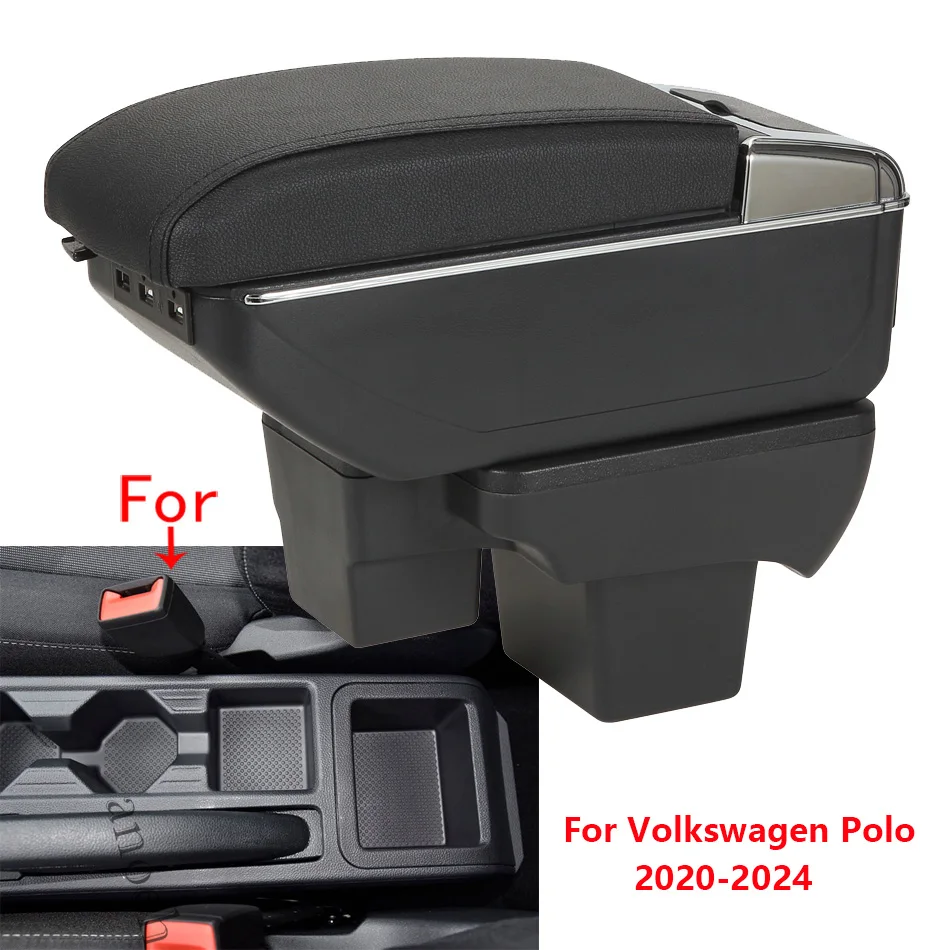 For Volkswagen Polo Armrest box For VW Polo Car Armrest 2019 2020 2021 2022 2023 2024 Storage Box Retrofit parts Car Accessories