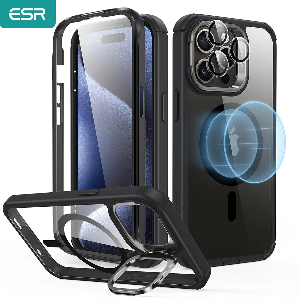 ESR for iPhone 15 14 Pro Max Armor Case with Stash Stand for iPhone 13 Pro Full Body Shockproof Military-Grade Drop MagSafe Case