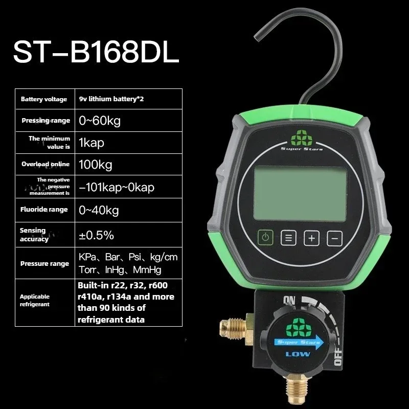 NUEVO Medidor Electrónico de Fluoruro ST-B268D con Pantalla Digital Visual, Medidor Doble para Líquido y Aire Acondicionado, Vacuómetro de Presión de Refrigerante