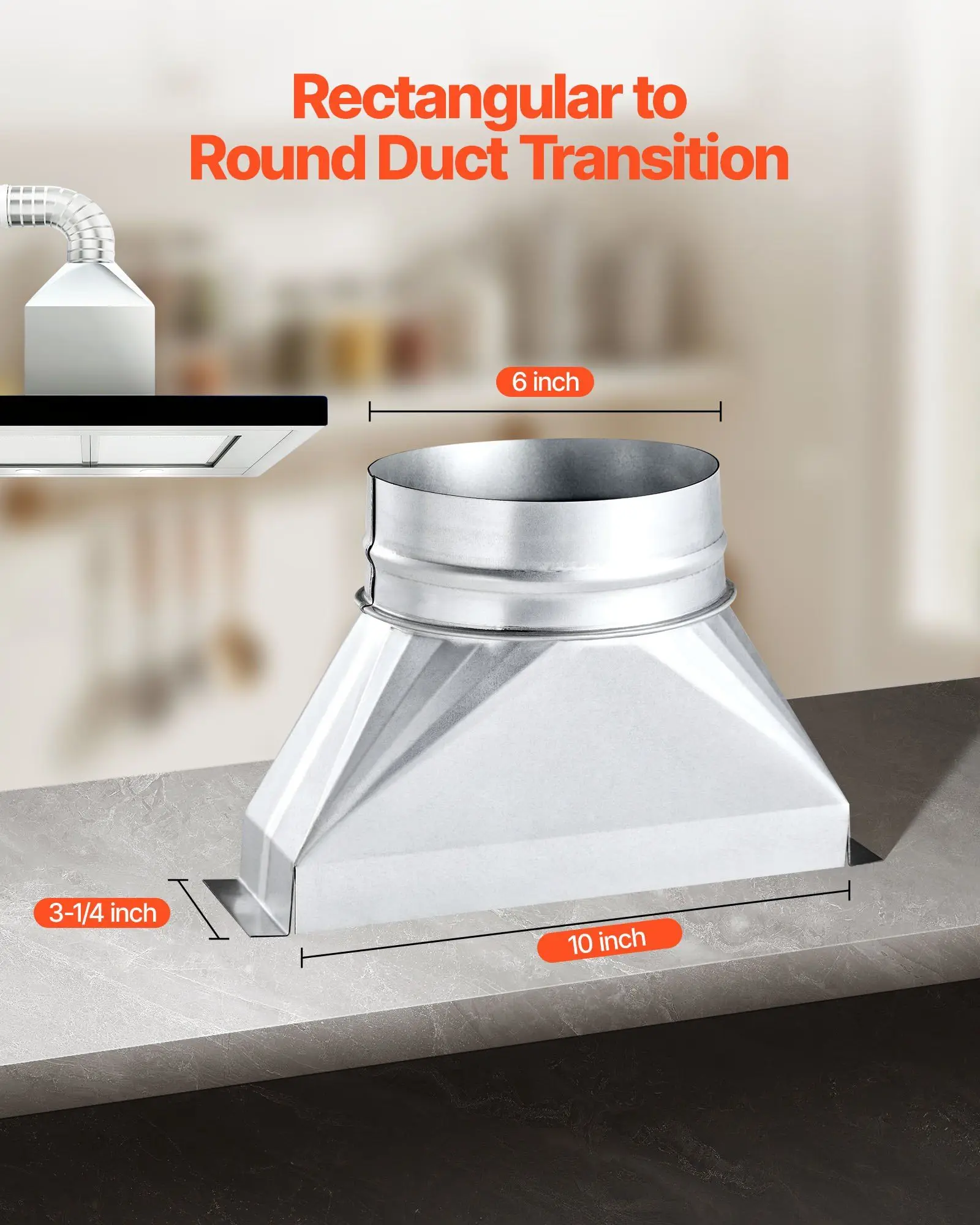 Registro de piso de bota de duto galvanizado redondo retangular de 3,25x10x6 polegadas a 6 polegadas para ferramenta de ventilação HVAC Acabamento prateado