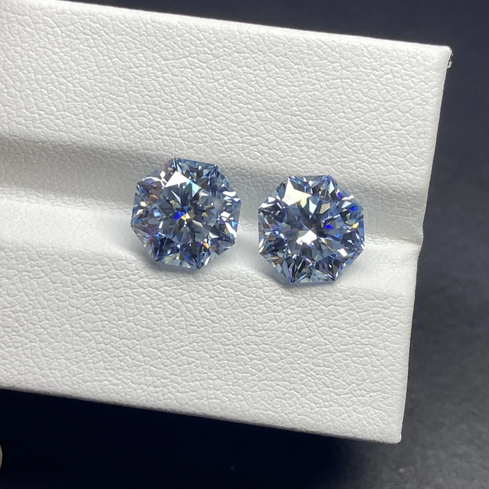 八角形モアッサナイトダイヤモンド-1ct-2ct-3ct-合成ブルーモアッサナイト宝石-リング製作用
