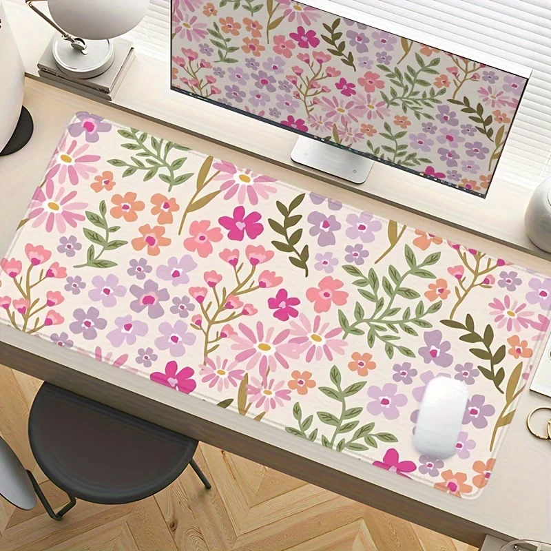 Daisy Floral Oblong Mouse Pad 89.92x39.88cm Non-slip Sturdy Mat for Home Office