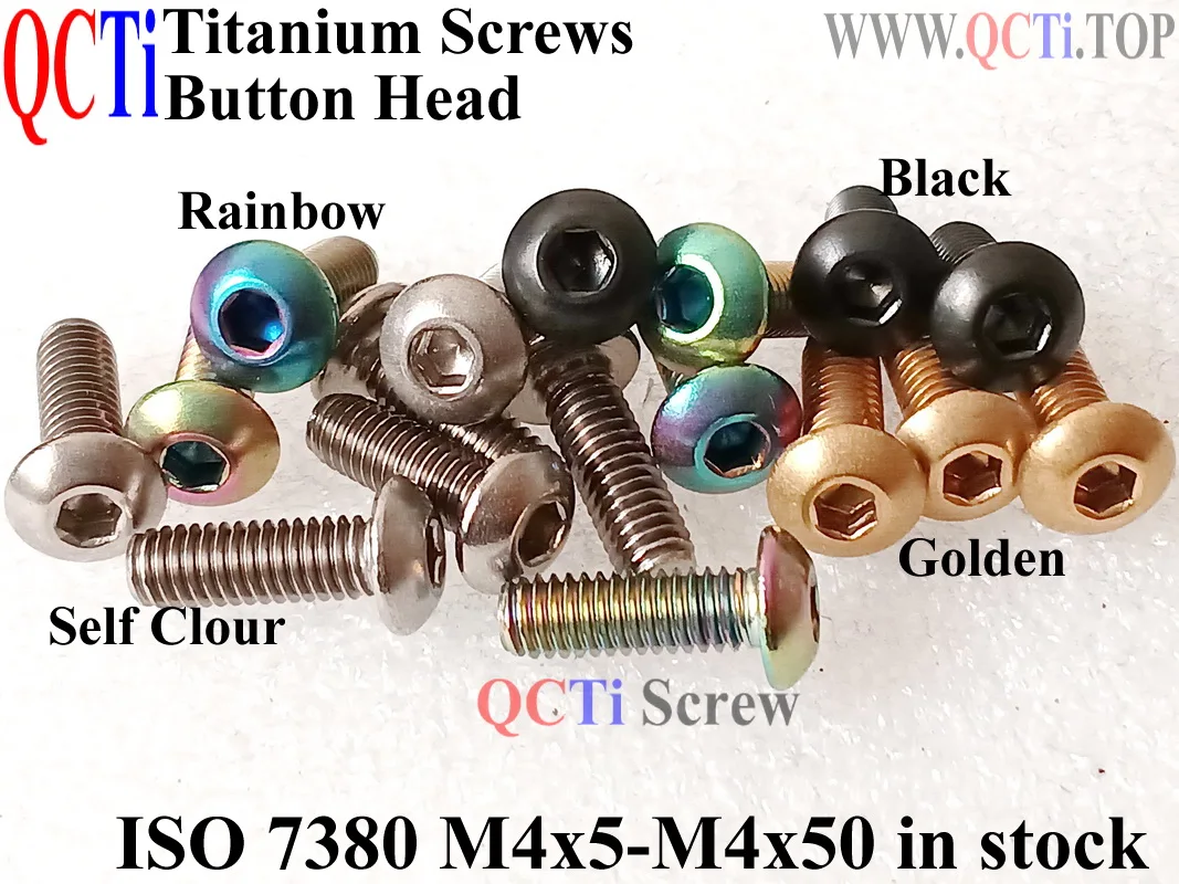 ISO 7380 M4 Titanium screw M4x5 M4x6 M4x8 M4x10 M4x12 M4x14 M4x15 M4x16 M4x18 M4x20 M4x22 M4x25 M4x30 Button Head Hex 2.5 TiGR2