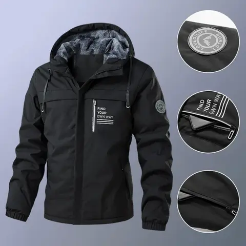 UETEEY 남성용 후드 비행가 재킷 하이킹 사냥 윈드 브레이커 Thicken Warm Fleece 남성 레저 의류 2024 Outdoor Workwear