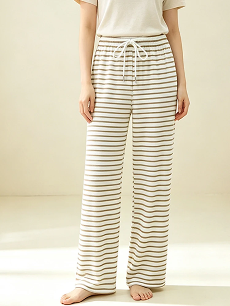 Loose Modal Long Pants Striped Thin Home Pants Large Size Simple Home Pants Autumn Versatile Drawstring Sleepwear for Youth