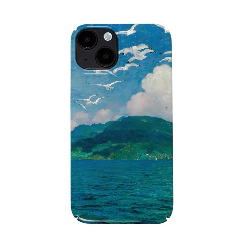 

Blue Dreamy Landscape Painting Art Case for IPhone 16E 15 14 13 Pro Max 12 Mini 11 Pro Shockproof Protective Hard Acrylic Cover