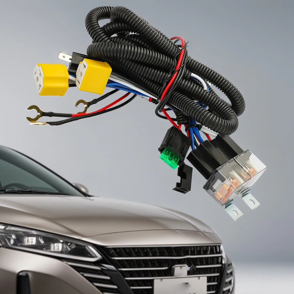 

H4 LED Headlights Relay Wiring Harness Kit H6054 7x6 5x7 for Tacoma Pickup Wrangler Cherokee