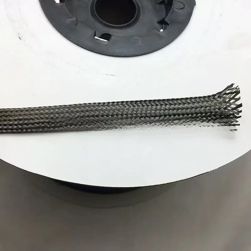10M Carbon Fibre Braided Mesh Tubing 4MM-18MM, Temp Resistant Wire Cable Sleeve, Strength Protective Braided Tubing for Cable