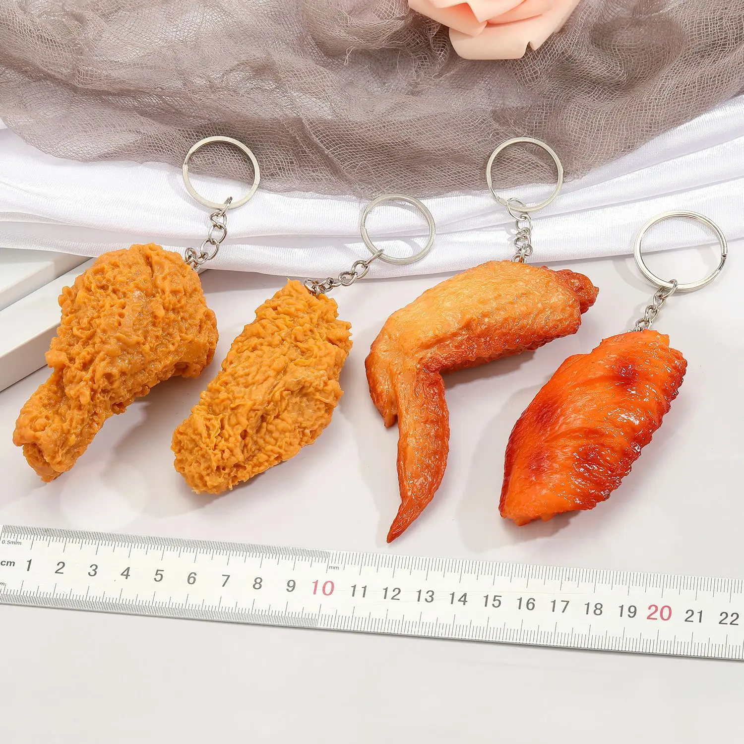 1 pz portachiavi ciondolo cibo coscia di pollo fritto per amico regalo moda simulazione creativa ali di pollo borsa portachiavi scatola auto