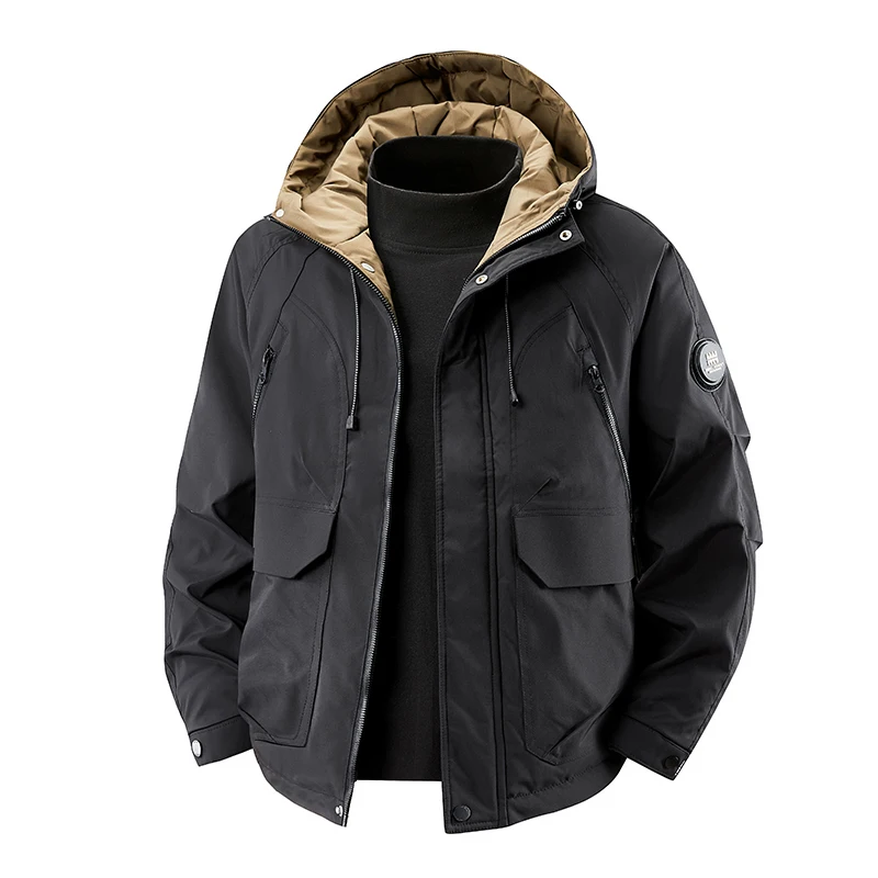 

Men's Winter Warm Cotton Jacket Parka Padded Lining Design Winter Cold-proof Hooded Cotton Jacket Casual Fashion Waterproof Coat
