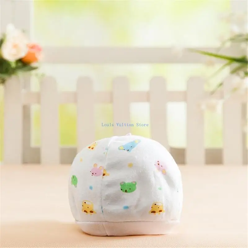 L5YB مجموعة قبعات أطفال مريحة وقابلة للتمدد مكونة من 10 قبعات قطنية قابلة للتنفس لحديثي الولادة لأغطية الرأس على شكل جمجمة للرضع