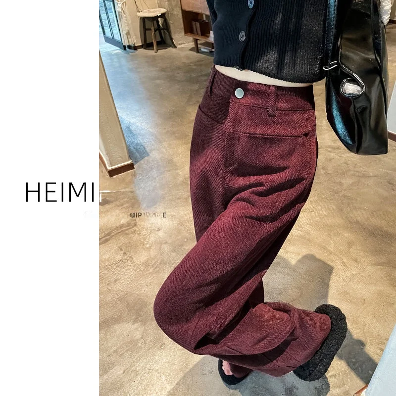 

Ankela, широкие вельветовые брюки с высокой талией на подкладке, женские осенне-зимние свободные брюки прямого кроя, повседневные брюки