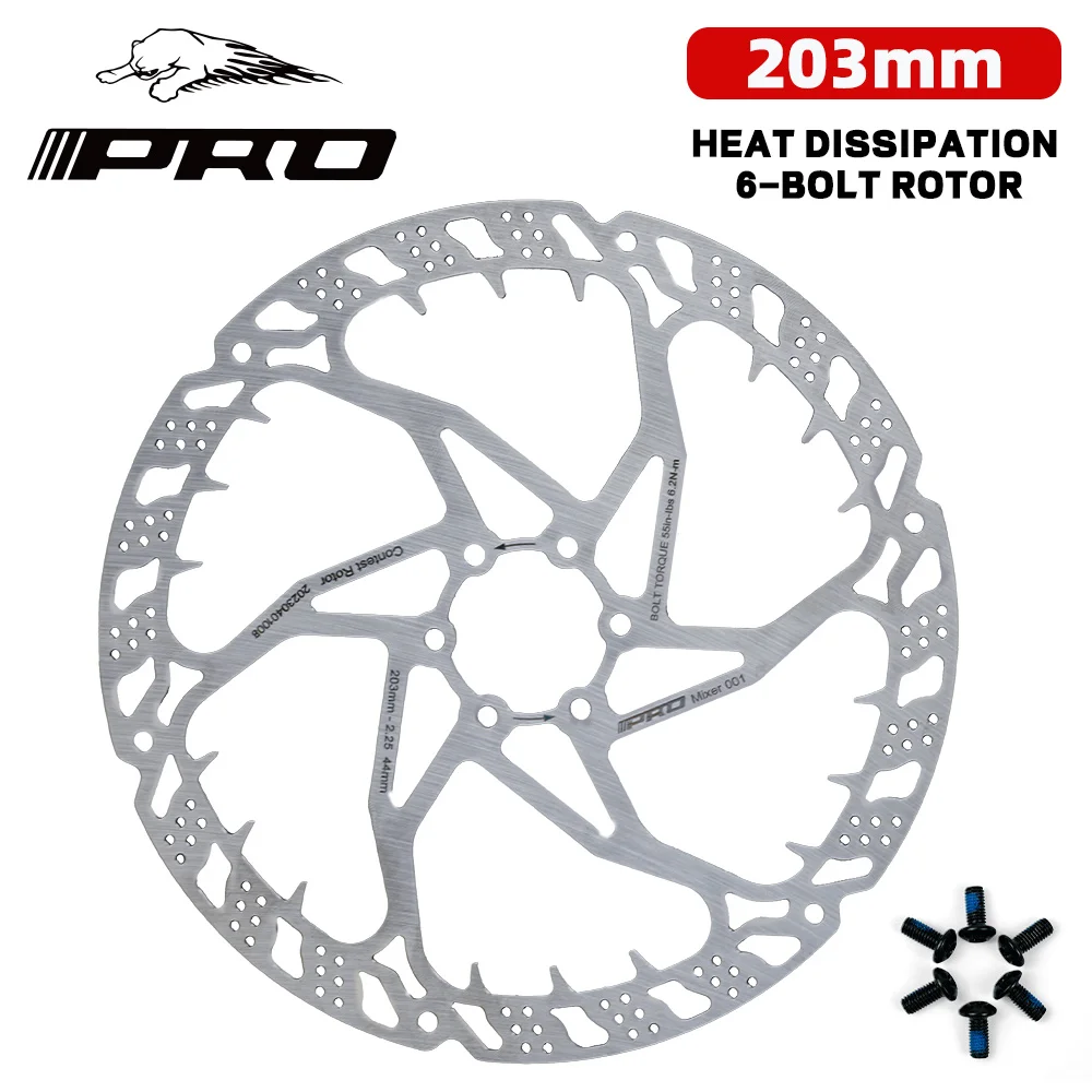 Tarcza hamulcowa IIIPRO 203MM, 6 śrub, pływająca, ze śrubami, do crossu, jazdy po terenie, rowerów elektrycznych, nowa