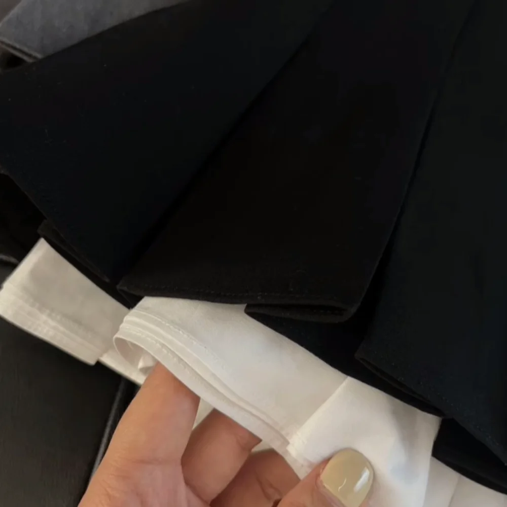 Kawaii Ruffles Mini Skirt High Waist Patchwork A Line Skirt All Match Pleated Skirts for Women