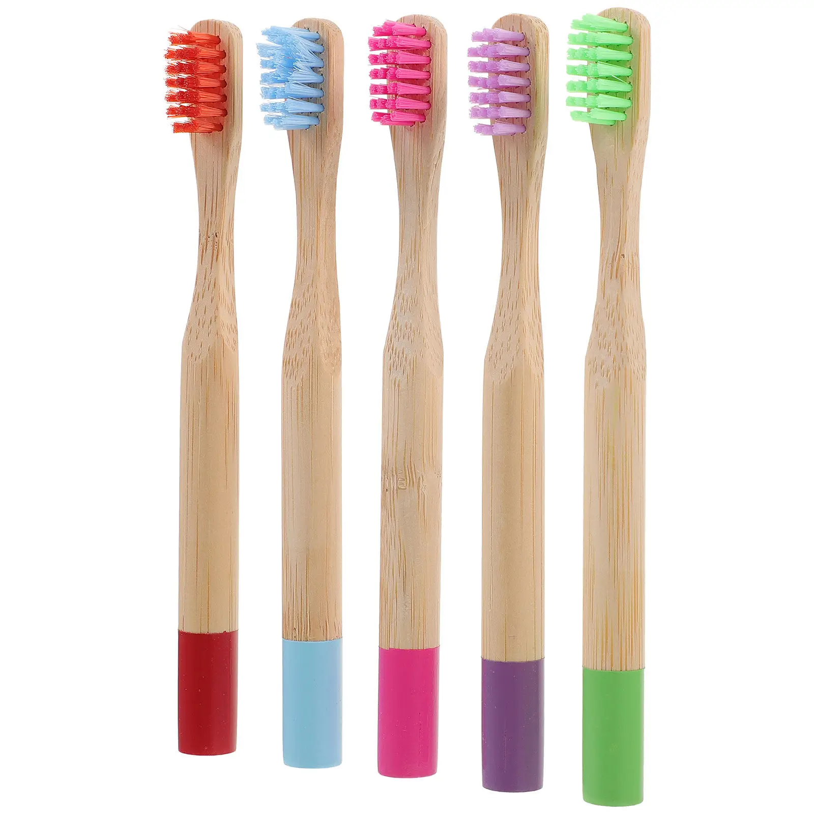 5Pcs Bamboo Charcoal Kids Toothbrush Set Ultra-Fine Supple Bristles Comfort Grip Eye-Catching Colors Wear-Resistant Safe Dental