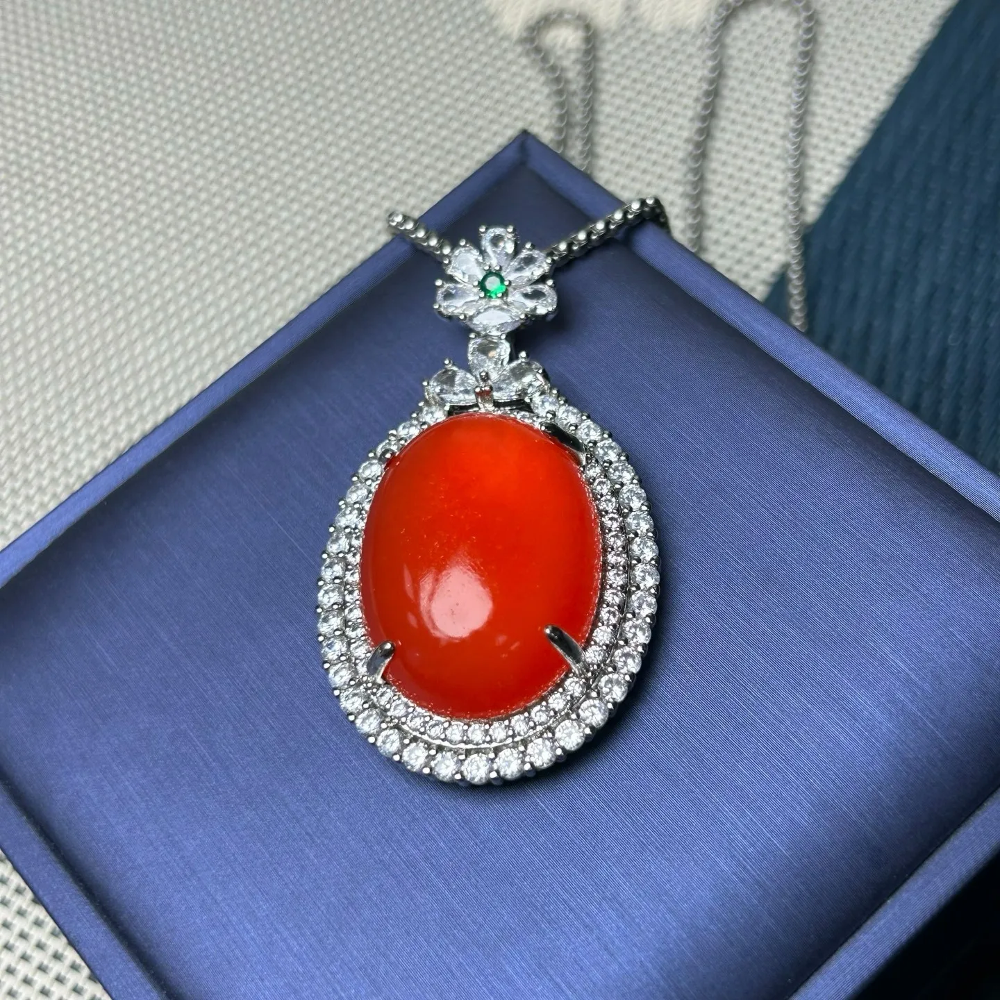 inlay Natural ice Red Burmese Jade Jadeite luckly charm Amulet Pendant&Necklaces