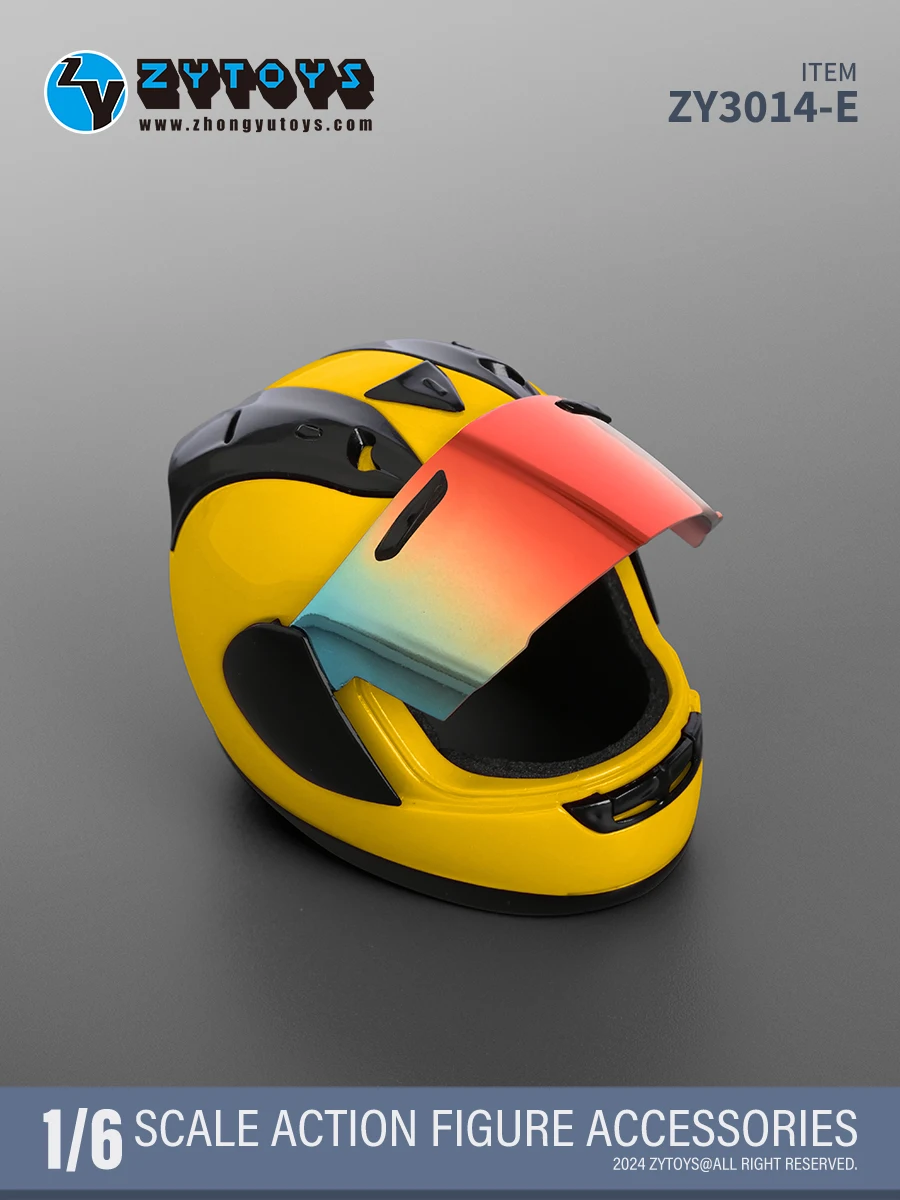 

ZYTOYS 1/6 Scale Motorcycle Helmet Model ZY3014E Yellow for 12inch Male Action Figures PHICEN Body Collection Accessories