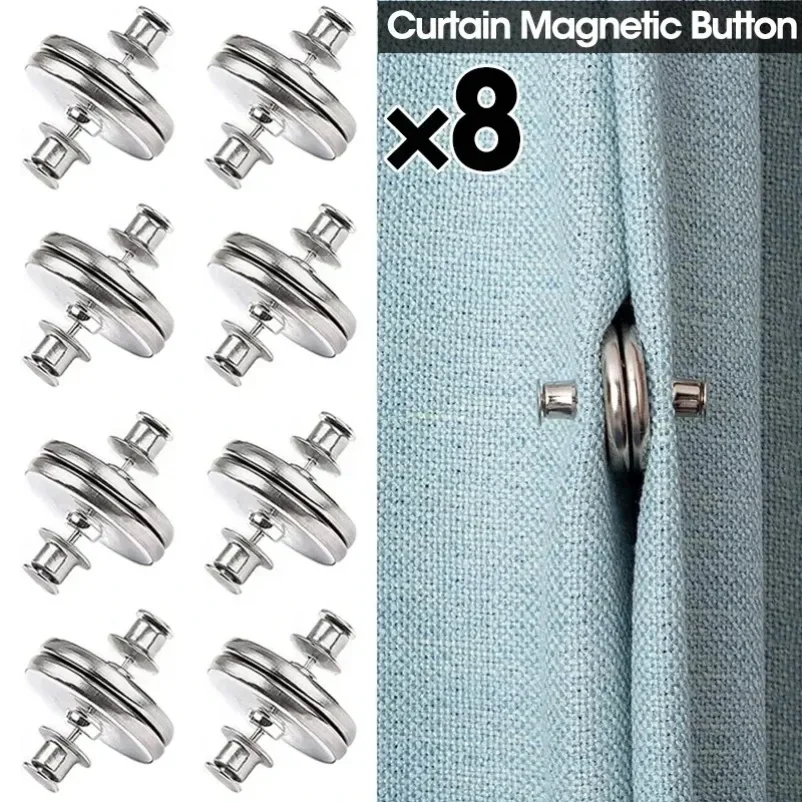 

8Pairs Curtain Magnetic Button Detachable Curtain Fix Fastener Clip Prevent Light Adjustment Window Screen Close Magnet Buckle